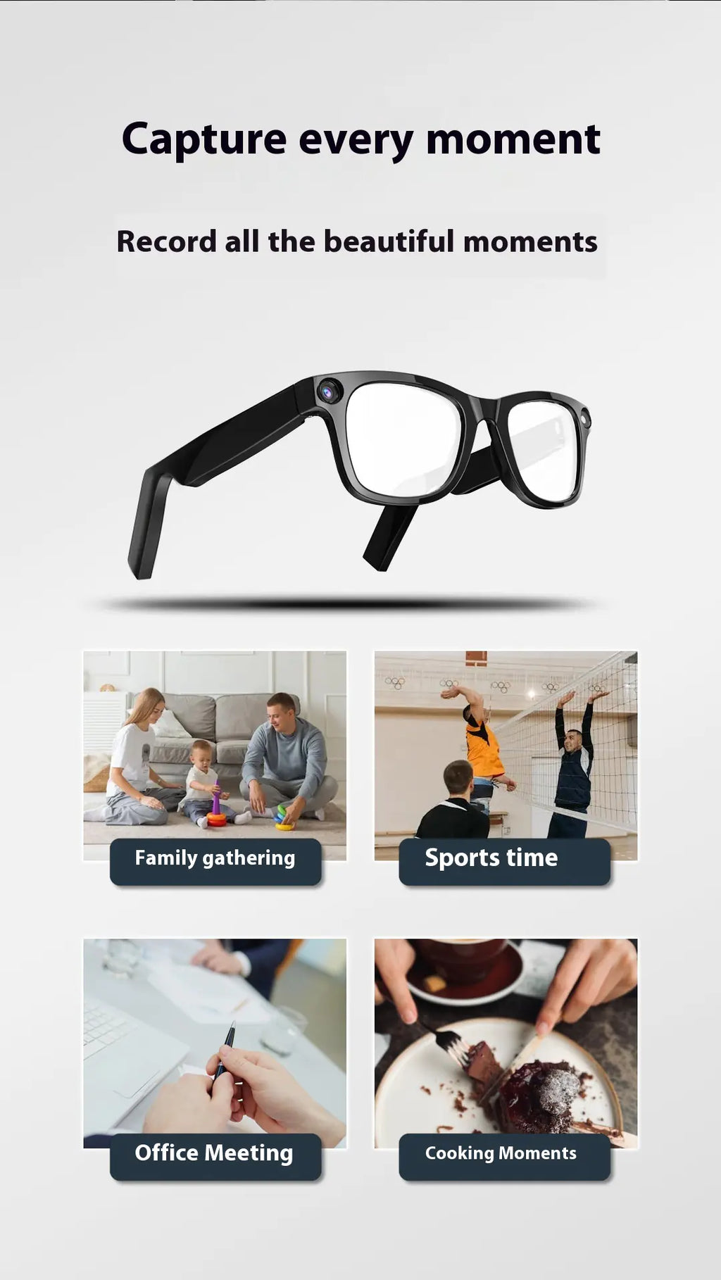 AI Camera Smart Glasses - HD Recording, Translation & Voice Calls