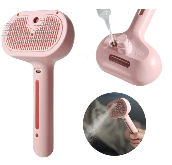 Pet Hair Spray Brush - 2-in-1 Grooming Tool for Cats & Dogs