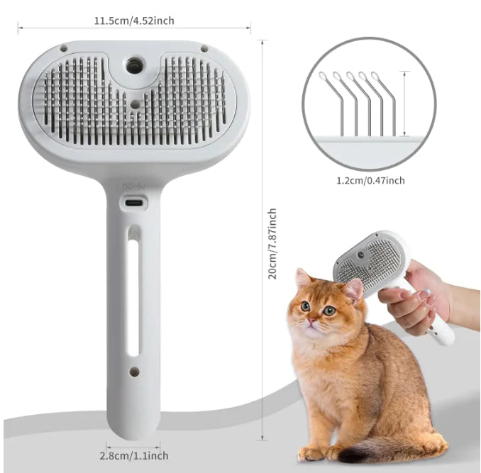 Pet Hair Spray Brush - 2-in-1 Grooming Tool for Cats & Dogs